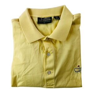 Amen Corner Yellow w/ Masters Logo Short Sleeve Cotton Polo Shirt Mens Size L